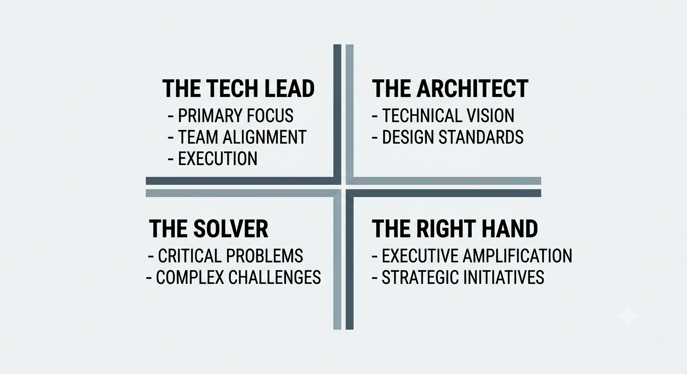 The four staff engineer archetypes: Tech Lead, Architect, Solver, Right Hand