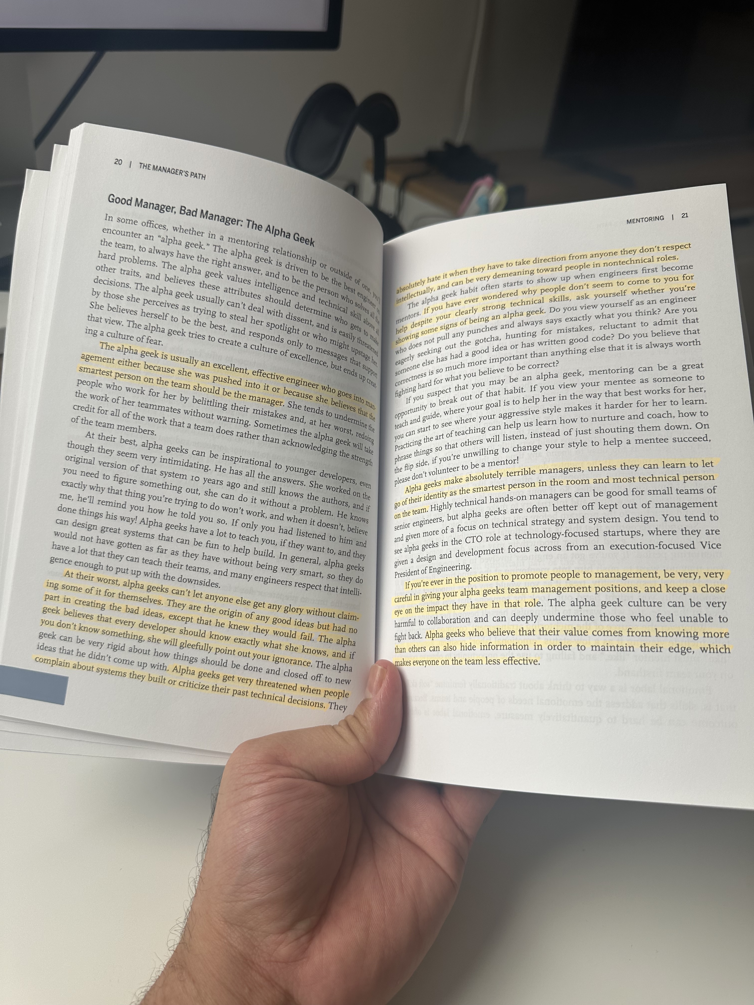 Highlighted passage in The Manager's Path describing a common bad-manager behavior