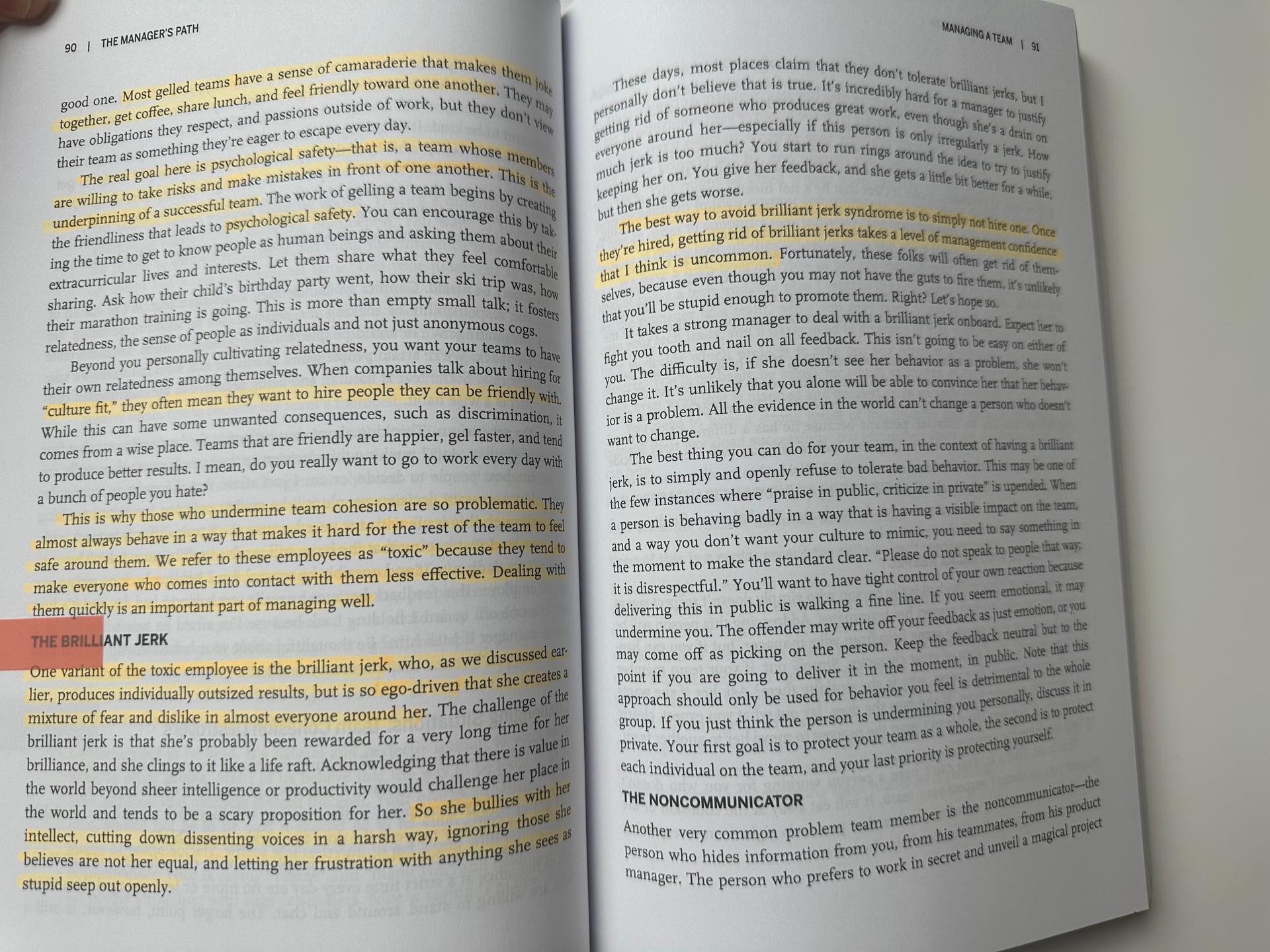 Highlighted Brilliant Jerk passage from The Manager's Path.