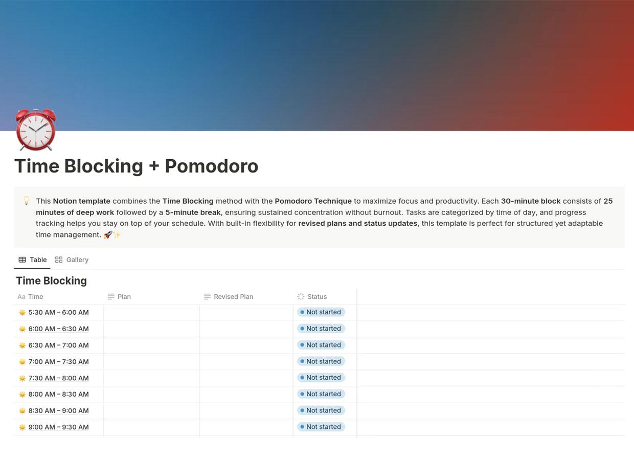 Time Blocking + Pomodoro
